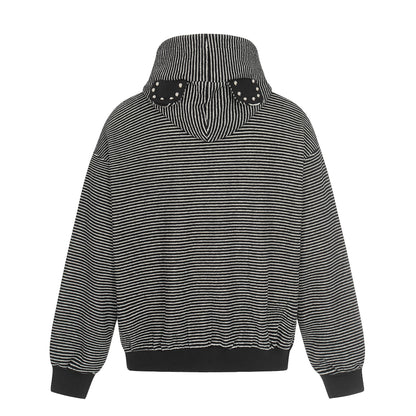Unisex Striped Zip-Up Hoodie Sweatshirt with Textured Surface EVA-US