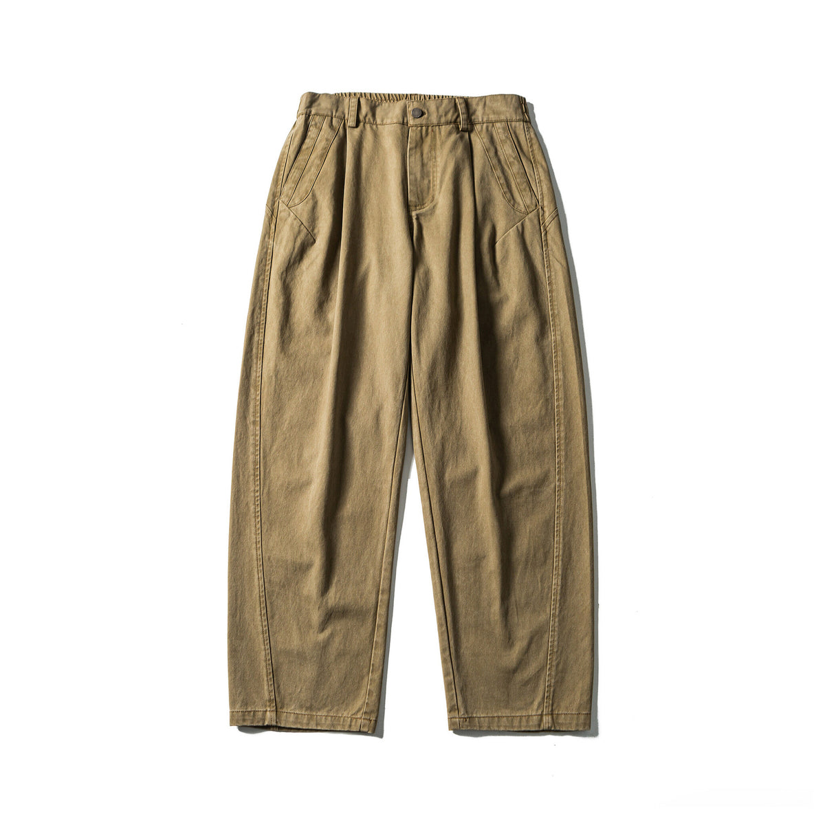Women's High-Waist Relaxed-Fit Utility Pants with Seam Panels and Elastic Waistband EVA-US