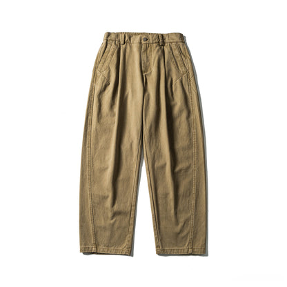 Women's High-Waist Relaxed-Fit Utility Pants with Seam Panels and Elastic Waistband EVA-US