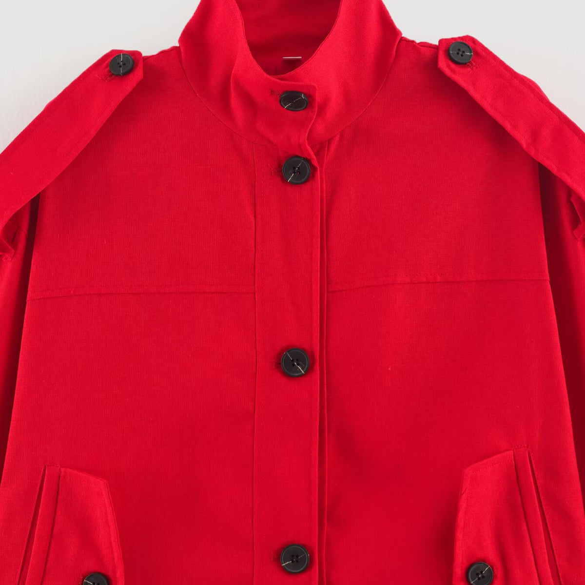 Women's short utility-style jacket with stand-up collar and shoulder patches EVA-US