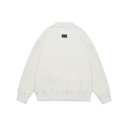 Unisex Boxy Knit Sweater with chunky ribbed texture and round neck EVA-US