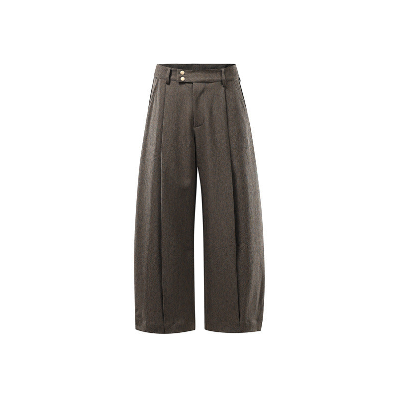 Ladies High-Waisted Culotte Pants with Center Seam, Crease and Double Button Waistband EVA-US