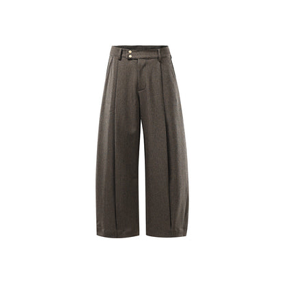 Ladies High-Waisted Culotte Pants with Center Seam, Crease and Double Button Waistband EVA-US