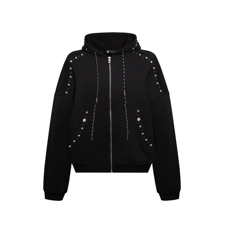 Women’s hooded zip jacket with stud trim and oversized fit EVA-US