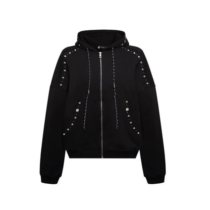 Women’s hooded zip jacket with stud trim and oversized fit EVA-US