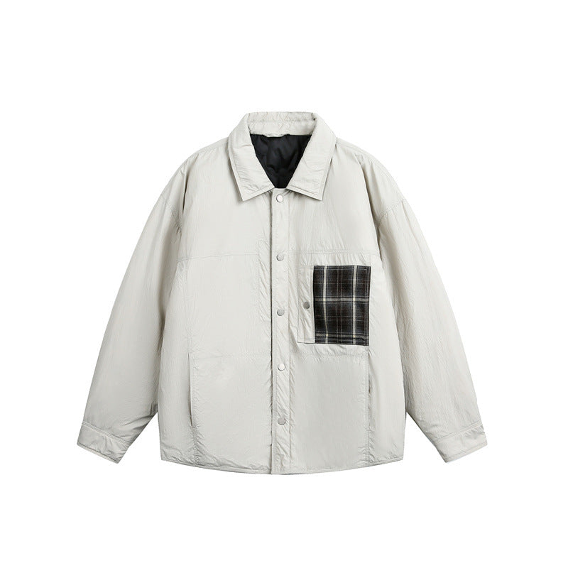 Men's Quilted Shirt Jacket with Contrast Check Pocket EVA-US