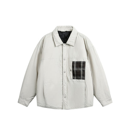 Men's Quilted Shirt Jacket with Contrast Check Pocket EVA-US