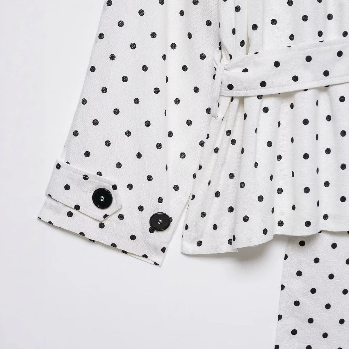 Women's short trench with waist belt and polka dot pattern EVA-US