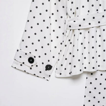Women's short trench with waist belt and polka dot pattern EVA-US