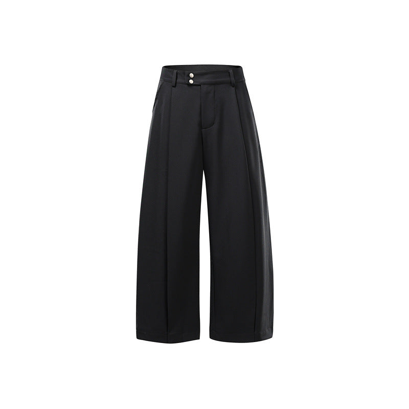 Ladies High-Waisted Culotte Pants with Center Seam, Crease and Double Button Waistband EVA-US