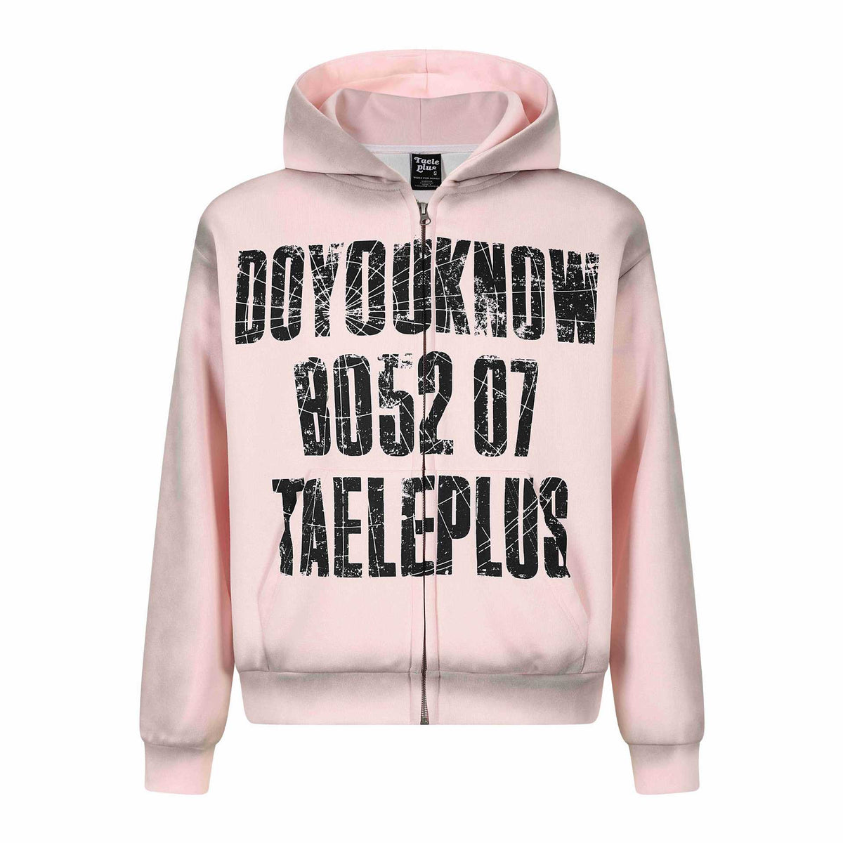 Unisex hooded jacket with full zip, large typo print and kangaroo pocket EVA-US