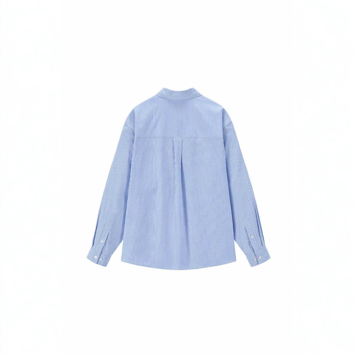 Women's oversized shirt blouse with fine pinstripe and embroidered bow chest pocket EVA-US