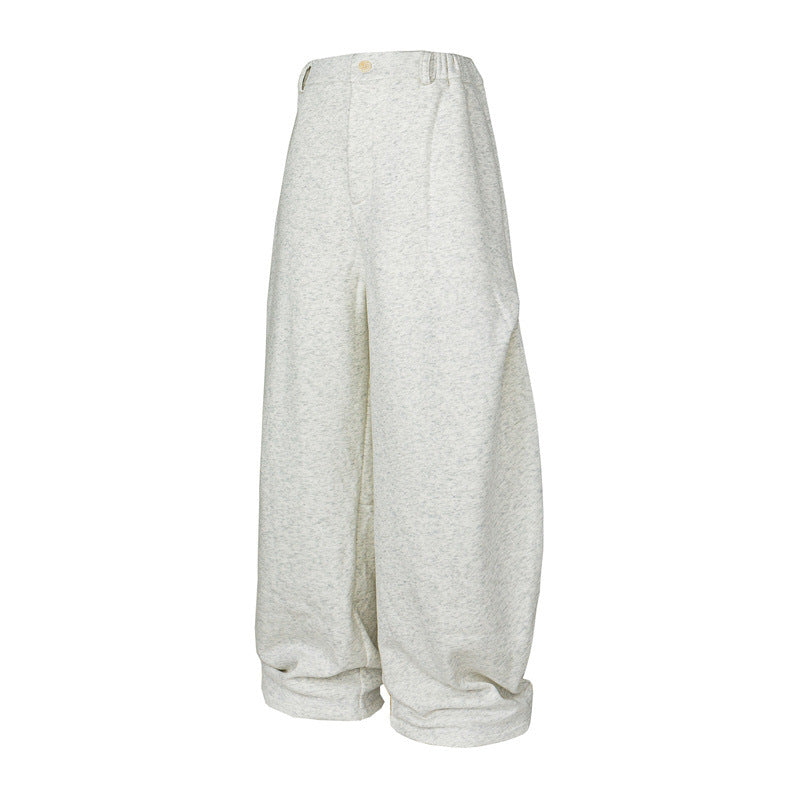 Women Wide High-Waist Jogging Pants made of French Terry with Cuffed Hem