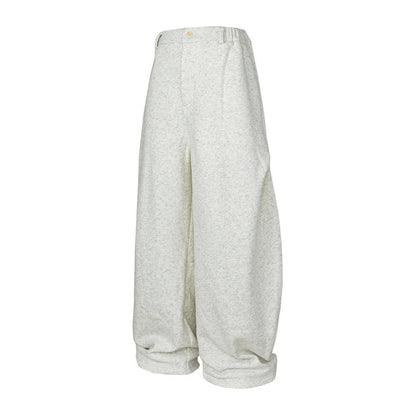 Women Wide High-Waist Jogging Pants made of French Terry with Cuffed Hem