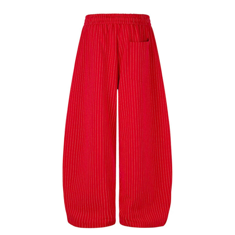 Women Wide Palazzo Sweatpants with Pinstripes, Star Print & Adjustable Hem