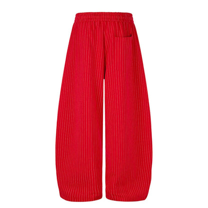 Women Wide Palazzo Sweatpants with Pinstripes, Star Print & Adjustable Hem