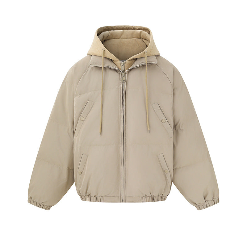 Unisex Short Boxy Quilted Hoodie with Fleece Lining and Elastic Hem EVA-US