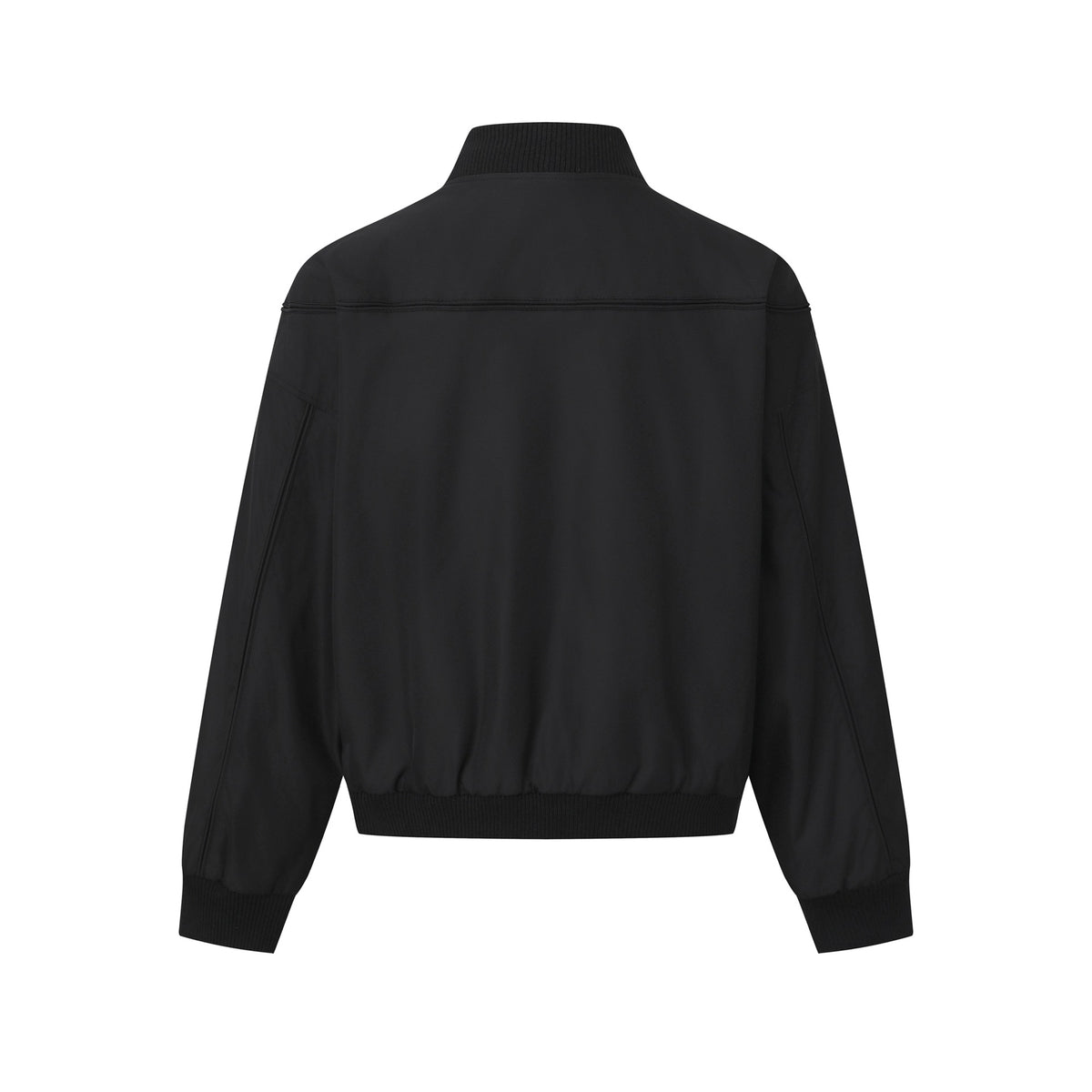 Unisex Short Cut Boxy Blouson with High Ribbed Collar, Concealed Button Placket and Elastic Waistband EVA-US