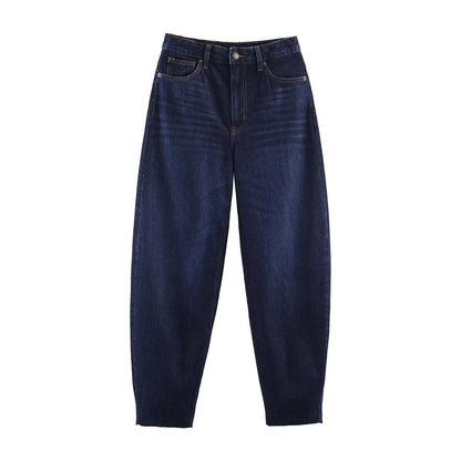 Women High-Waist Balloon Jeans with wide thigh and tapered hem EVA-US