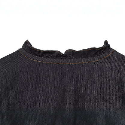Women's jeans blouse with ruffle trim, drawstring waist and cuffed sleeves EVA-US
