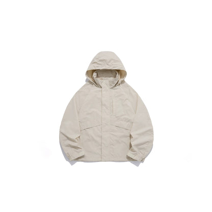 Unisex Wide water-repellent hooded parka with concealed zipper placket and flap pockets EVA-US