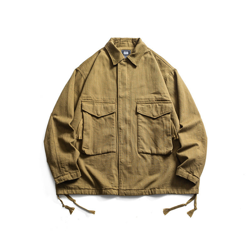 Men's Boxy Utility Blouson Jacket made of canvas with patch pockets and drawstring hem EVA-US
