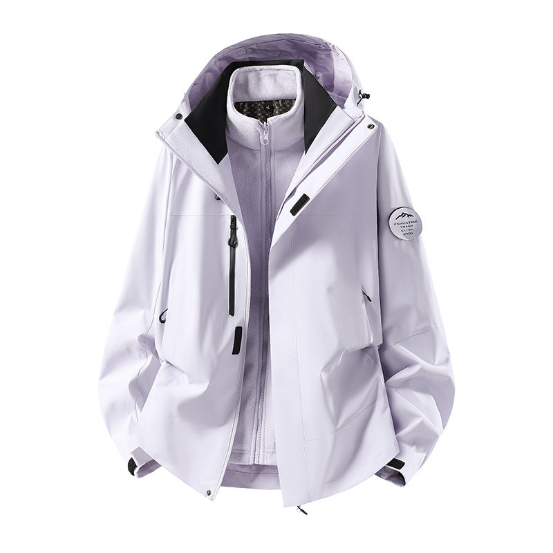 Men's two-layer softshell outdoor jacket with removable fleece lining and adjustable hood EVA-US