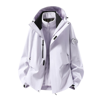 Men's two-layer softshell outdoor jacket with removable fleece lining and adjustable hood EVA-US