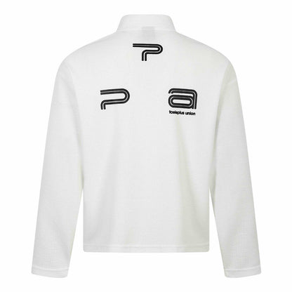 Unisex Thermo Waffle Half Zip with Stand-up Collar and Allover Logo Print EVA-US