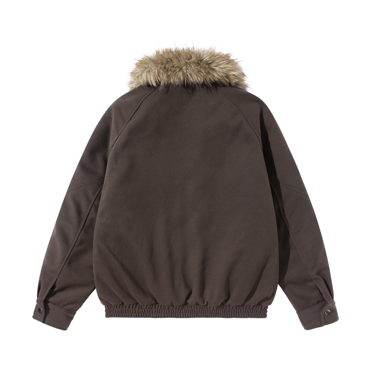 Women's boxy blouson with voluminous faux fur collar and elastic hem