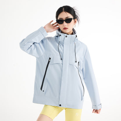 Women's technical waterproof oversized parka with hood and concealed zip pockets EVA-US