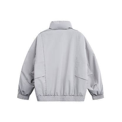 Men's Lightweight Windproof Urban-Utility Bomber Jacket with Stand Collar and Elastic Hem EVA-US