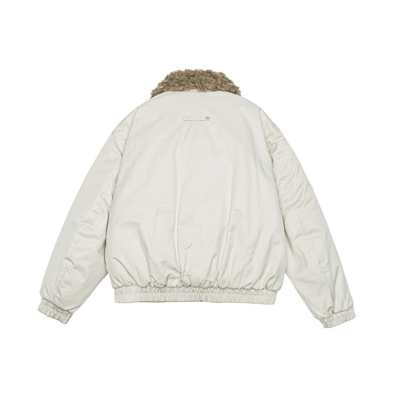 Women's Short Cut Teddy-Lined Blouson Jacket with Faux Fur Collar EVA-US