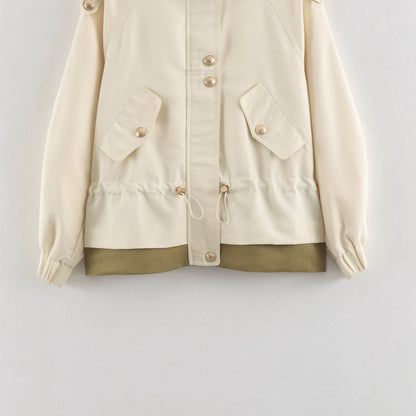 Women's short parka in field style with drawstring, flap pockets and stand-up collar EVA-US