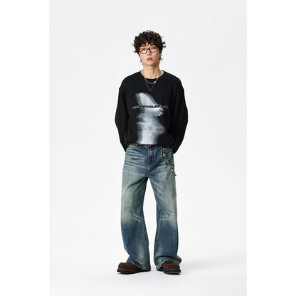 Unisex Oversize-Longsleeve shirt with surreal photo print and ribbed cuffs EVA-US