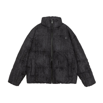 Men's Oversize Quilted Thermal Puffer Jacket with High Stand Collar EVA-US