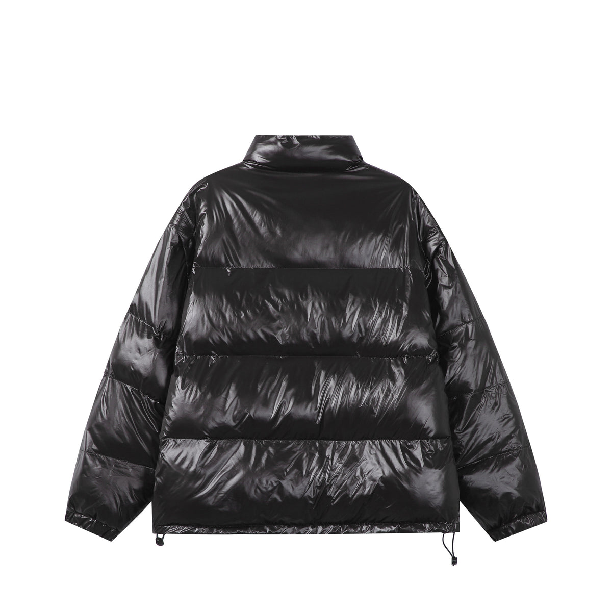 Unisex Shiny Boxy Quilted Oversized Puffer Jacket with High Stand-up Collar EVA-US
