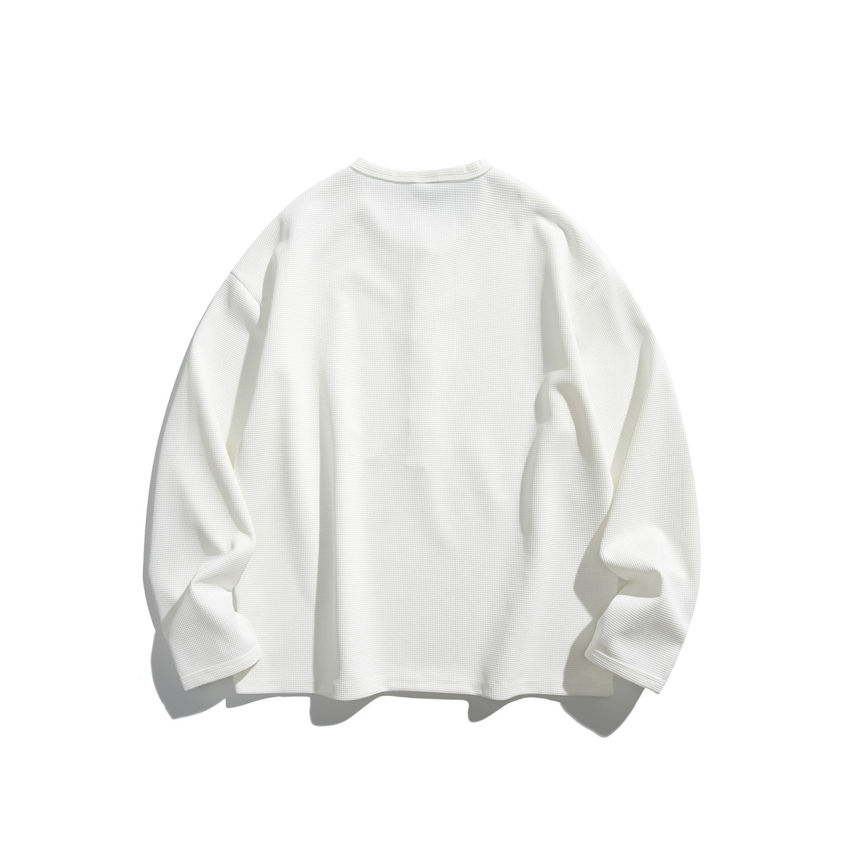 Unisex Waffle Knit Henley Shirt with Button Placket and Round Neck EVA-US