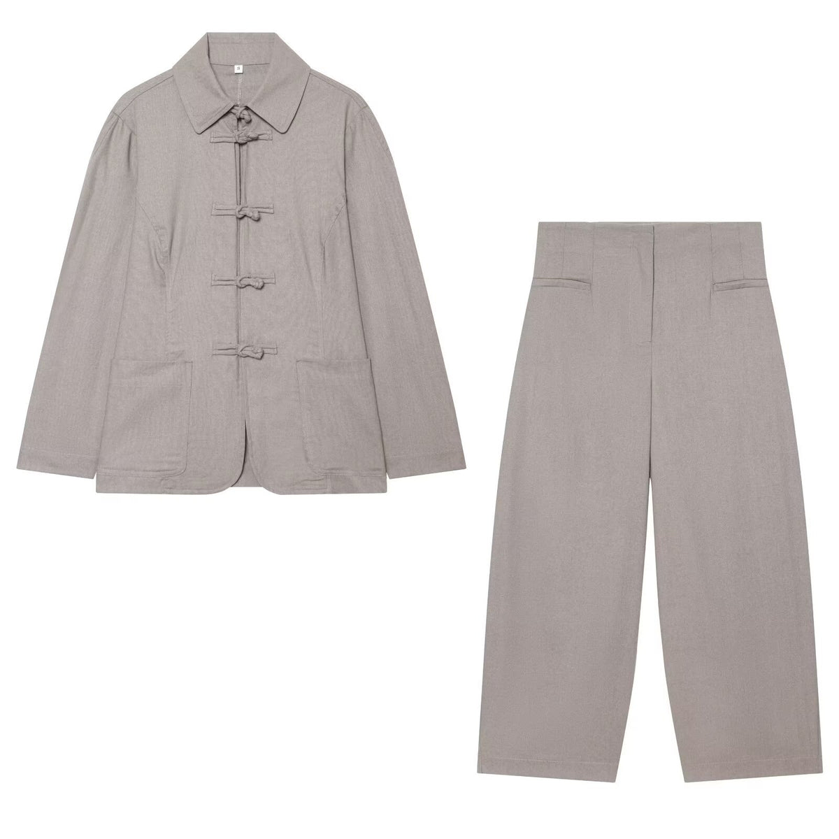 Women high-waisted cropped palazzo pants with concealed front seam EVA-US