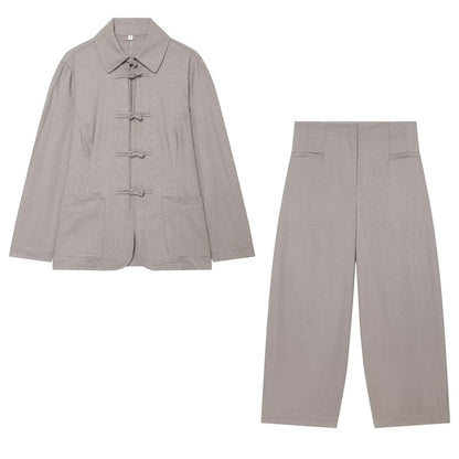 Women high-waisted cropped palazzo pants with concealed front seam EVA-US