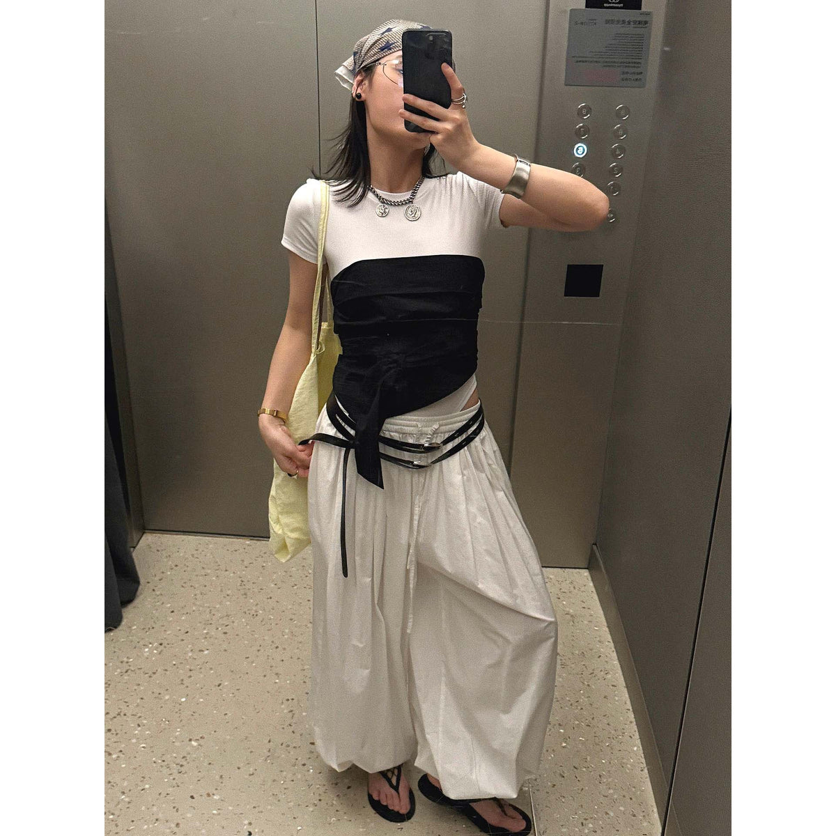 Women Wide Balloon Culotte with High Elastic Waistband and Crinkled Linen Look EVA-US