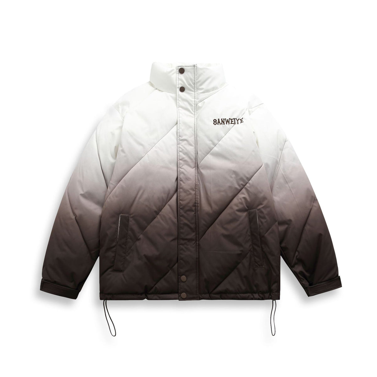 Unisex Short Cut Padded Jacket with Ombre Gradient and Diagonally Quilted Structure EVA-US