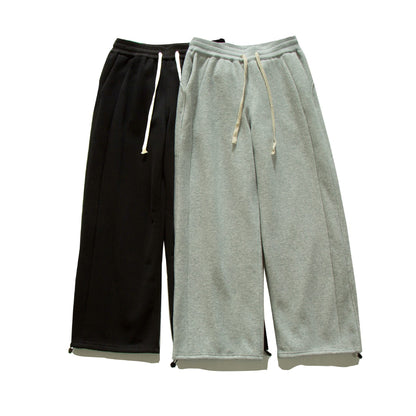 Women's Wide Sweat Culotte with Drawstring, Decorative Seams and Adjustable Hem EVA-US