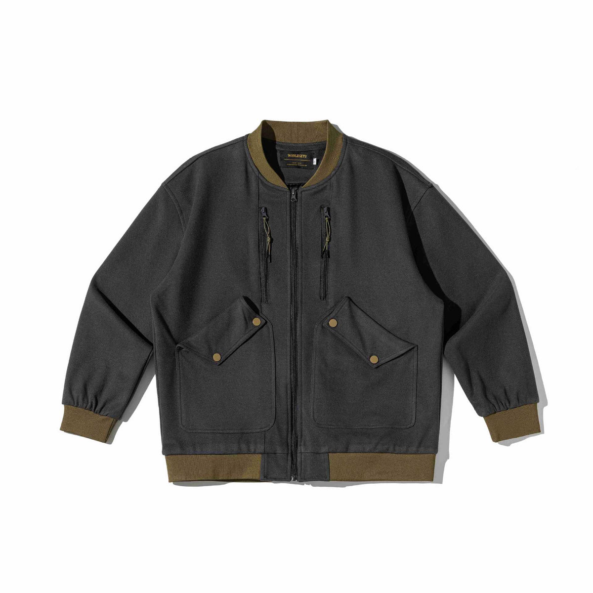 Men's short-cut utility bomber jacket with flap pockets and double chest zip EVA-US