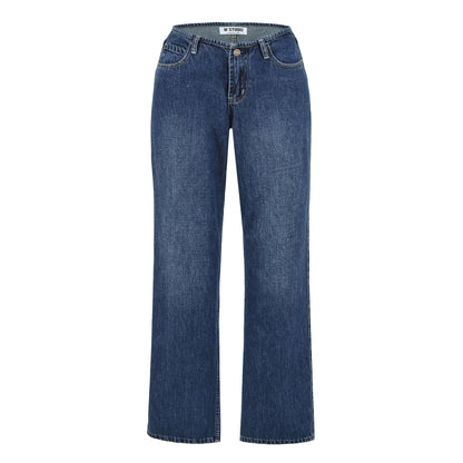 Women Highwaist Cropped Jeans with straight cut and wide leg EVA-US