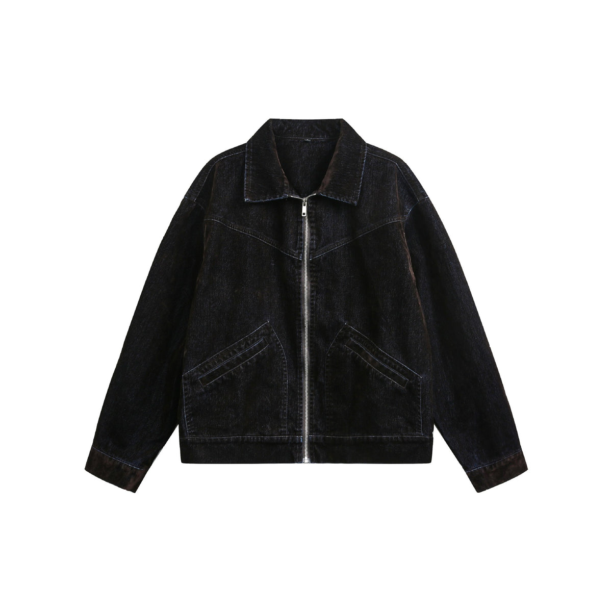 Unisex Boxy Blouson Jacket made of velours suede look with full zip and flap pockets EVA-US
