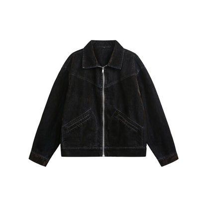 Unisex Boxy Blouson Jacket made of velours suede look with full zip and flap pockets EVA-US
