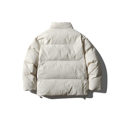 Unisex short-cut square quilted puffer jacket with high funnel collar and adjustable hem EVA-US
