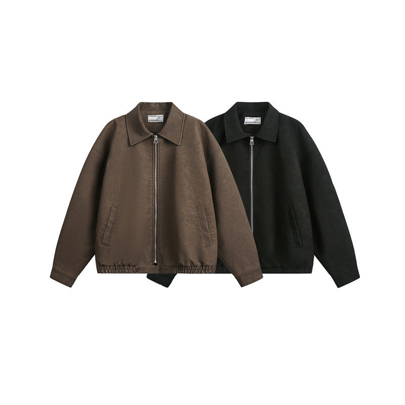 Unisex Boxy Blouson Jacket with Full Metal Zip and Shirt Collar EVA-US