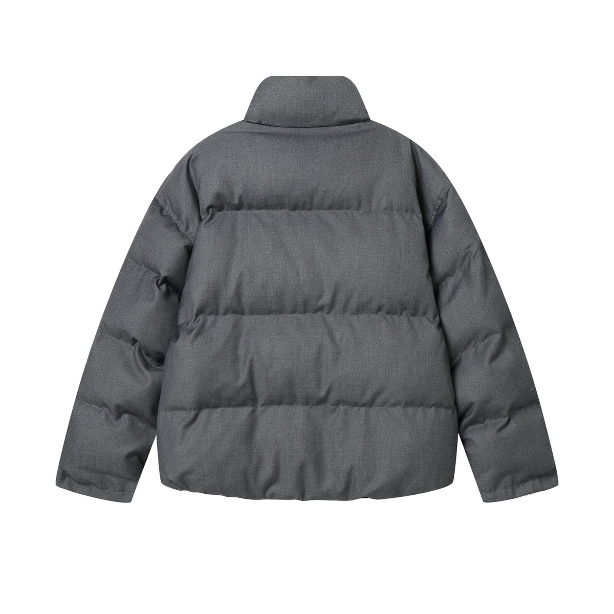 Unisex Reversible Puffer Jacket Short with High Stand-Up Collar and Concealed Closure EVA-US
